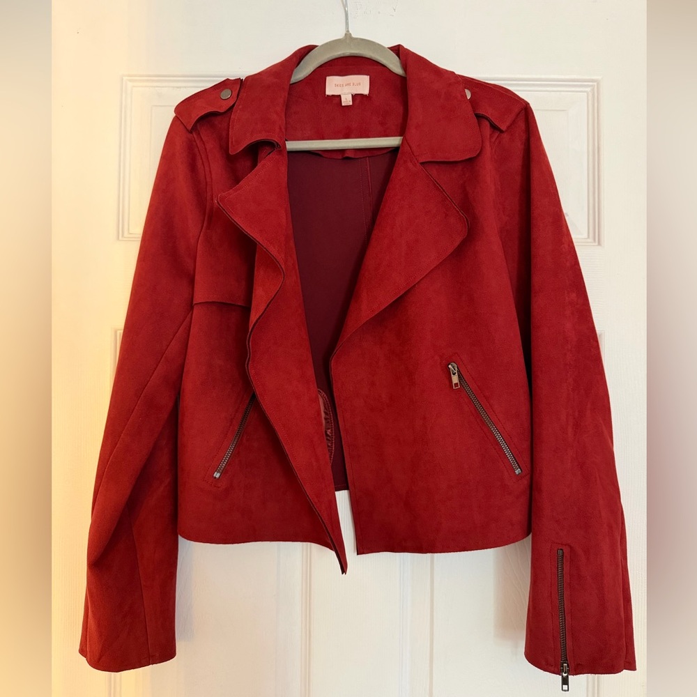Skies Are Blue Red Suede Jacket